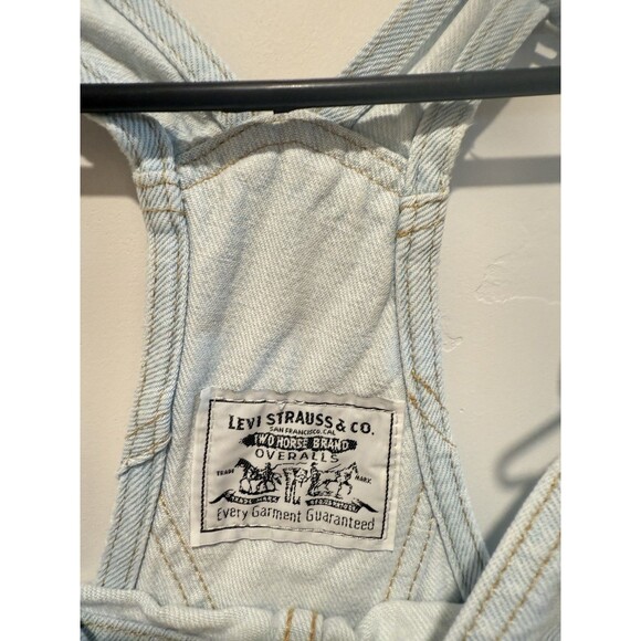 Levis Shortalls Bib Overall Shorts Denim Levi Strauss Light Wash Loose Fit M - Picture 3 of 9